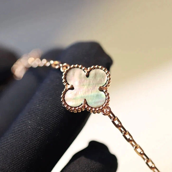 [Clara Jewels]CLOVER 20 MOTIFS DARK MOP DIAMOND  NECKLACE