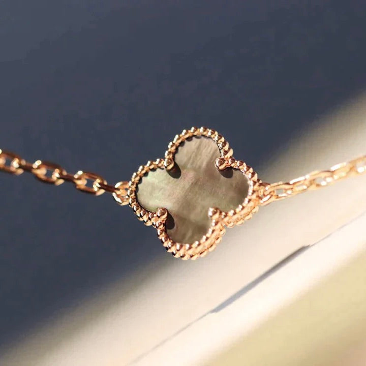 [Clara Jewels]CLOVER 20 MOTIFS DARK MOP DIAMOND  NECKLACE