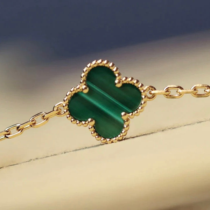 [Clara Jewels]CLOVER 20 MOTIFS MALACHITE DIAMOND NECKLACE