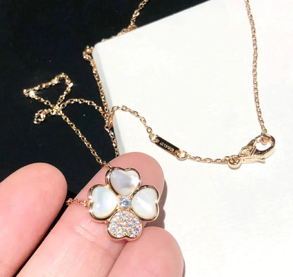 [Clara Jewels]CLOVER MOP DIAMOND ROSE GOLD NECKLACE