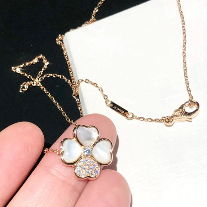 [Clara Jewels]CLOVER MOP DIAMOND ROSE GOLD NECKLACE
