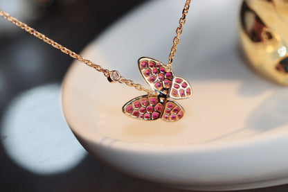 [Clara Jewels]BUTTERFLY RED DIAMOND ROSE GOLD NECKLACE