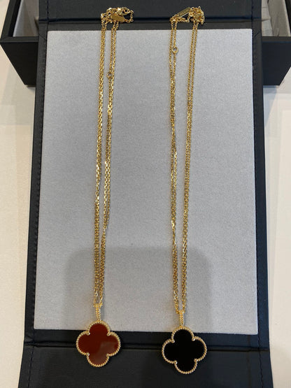 [Clara Jewels]CLOVER 25MM NECKLACE GOLD CARNELIAN
