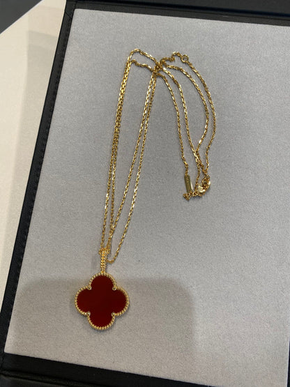 [Clara Jewels]CLOVER 25MM NECKLACE GOLD CARNELIAN