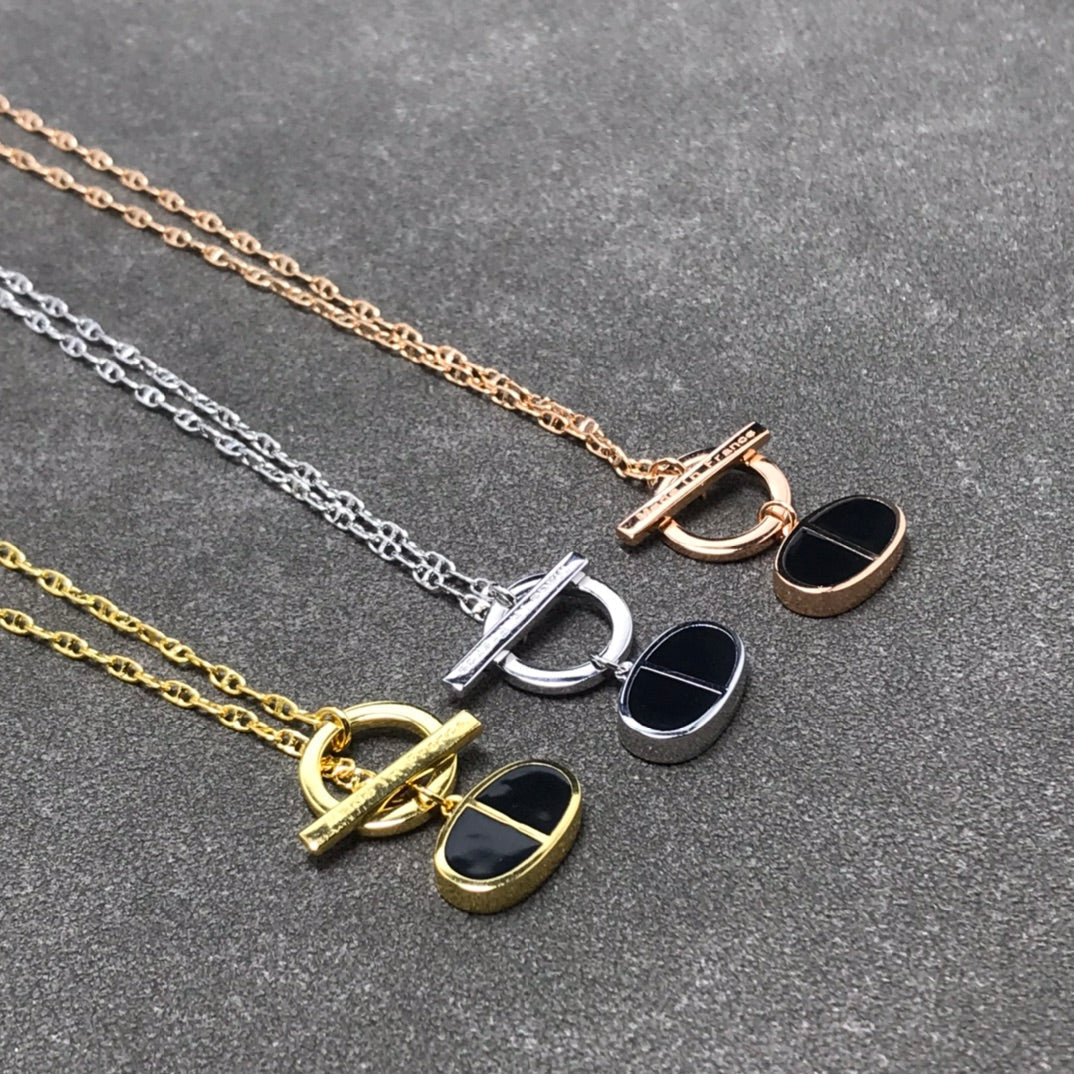 [Clara Jewels]CHAINE VERSO BLACK CERAMIC  NECKLACE