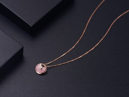 [Clara Jewels]AMULETTE ROSE GOLD PINK MOP NECKLACE