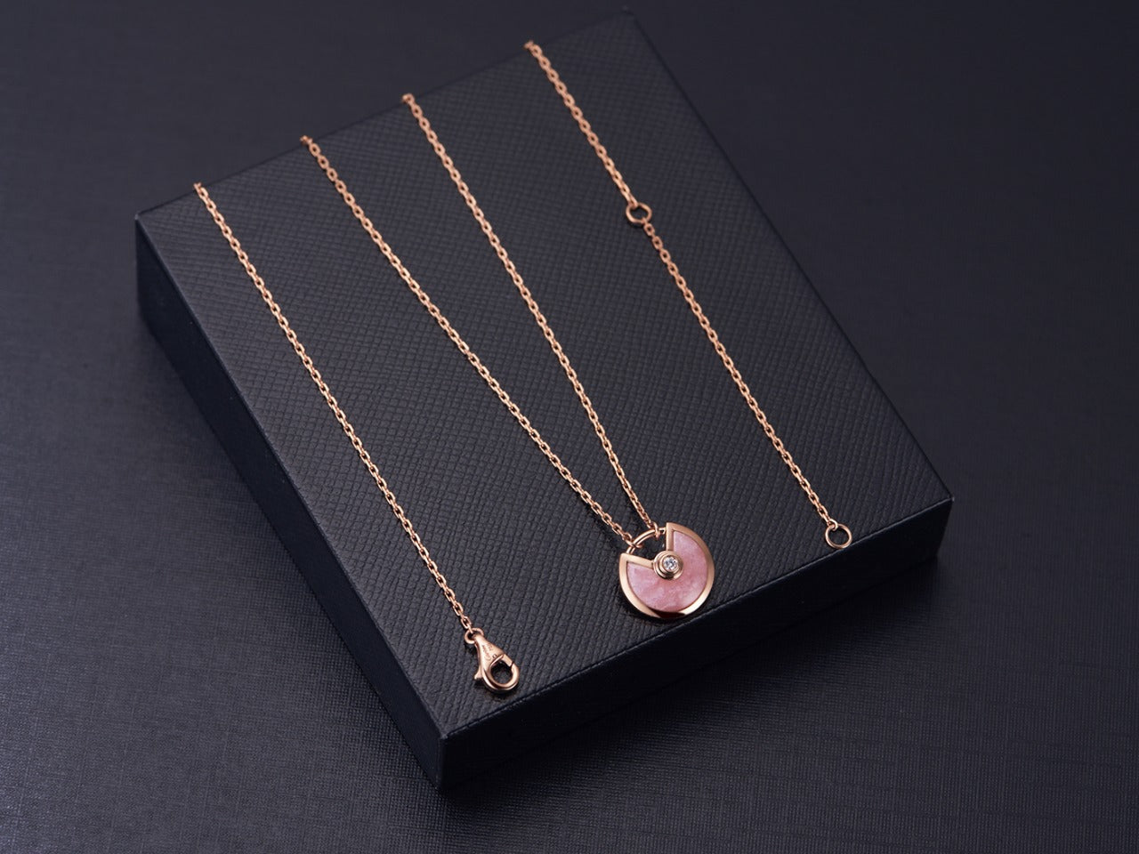 [Clara Jewels]AMULETTE ROSE GOLD PINK MOP NECKLACE