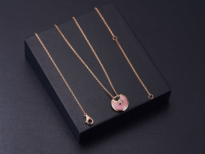 [Clara Jewels]AMULETTE ROSE GOLD PINK MOP NECKLACE