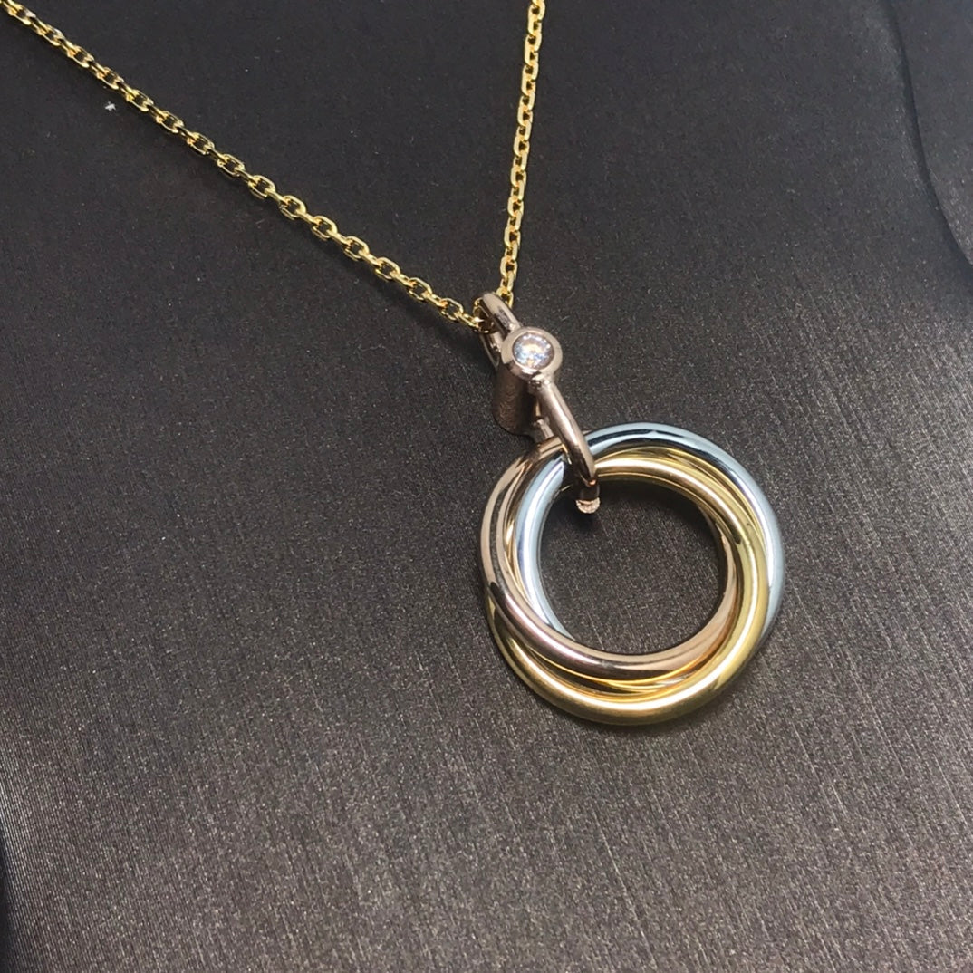 [Clara Jewels]TRINITY SILVER GOLD PINK GOLD NECKLACE