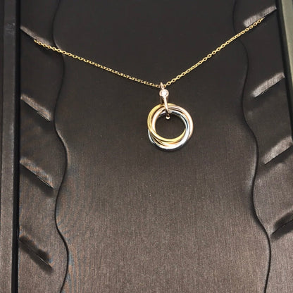 [Clara Jewels]TRINITY SILVER GOLD PINK GOLD NECKLACE