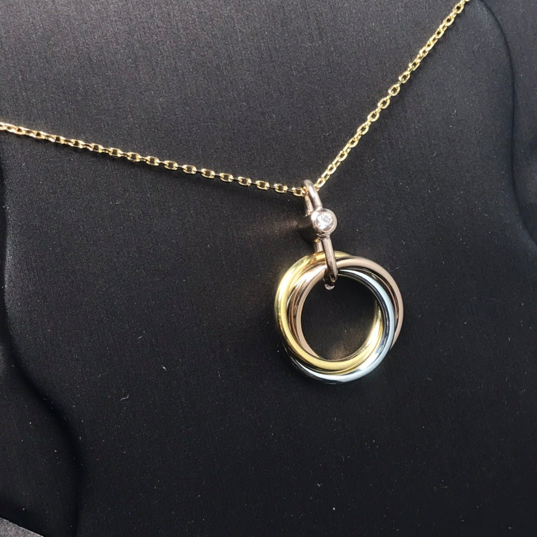[Clara Jewels]TRINITY SILVER GOLD PINK GOLD NECKLACE