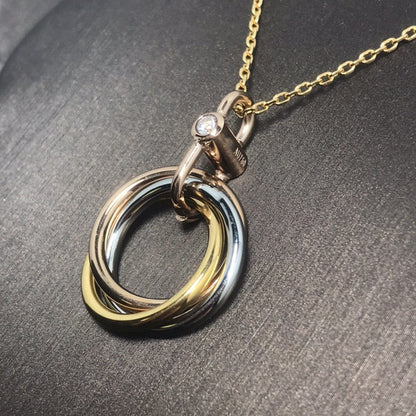 [Clara Jewels]TRINITY SILVER GOLD PINK GOLD NECKLACE