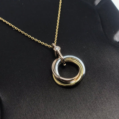 [Clara Jewels]TRINITY SILVER GOLD PINK GOLD NECKLACE