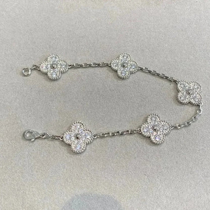 [Clara Jewels] CLOVER 5 MOTIF FULL DIAMOND BRACELET COLLECTION