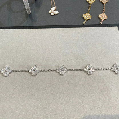 [Clara Jewels] CLOVER 5 MOTIF FULL DIAMOND BRACELET COLLECTION