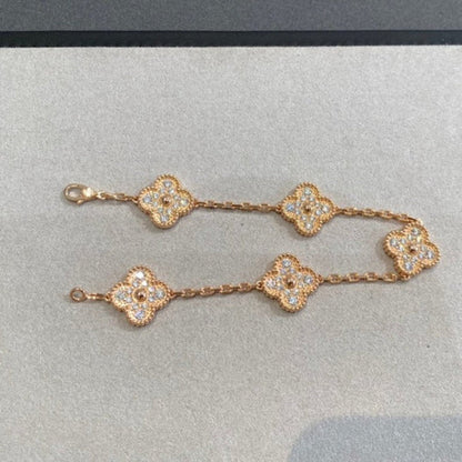 [Clara Jewels] CLOVER 5 MOTIF FULL DIAMOND BRACELET COLLECTION