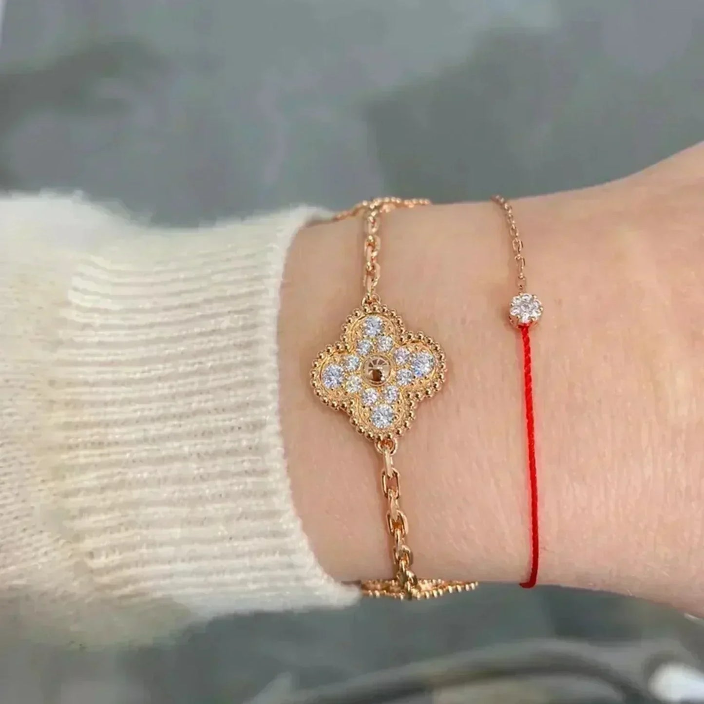 [Clara Jewels] CLOVER 5 MOTIF FULL DIAMOND BRACELET COLLECTION