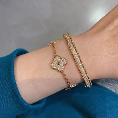 [Clara Jewels] CLOVER 5 MOTIF FULL DIAMOND BRACELET COLLECTION