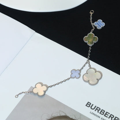 [Clara Jewels]CLOVER BRACELET 5 MOTIFS MOP CHALCEDONY SILVER
