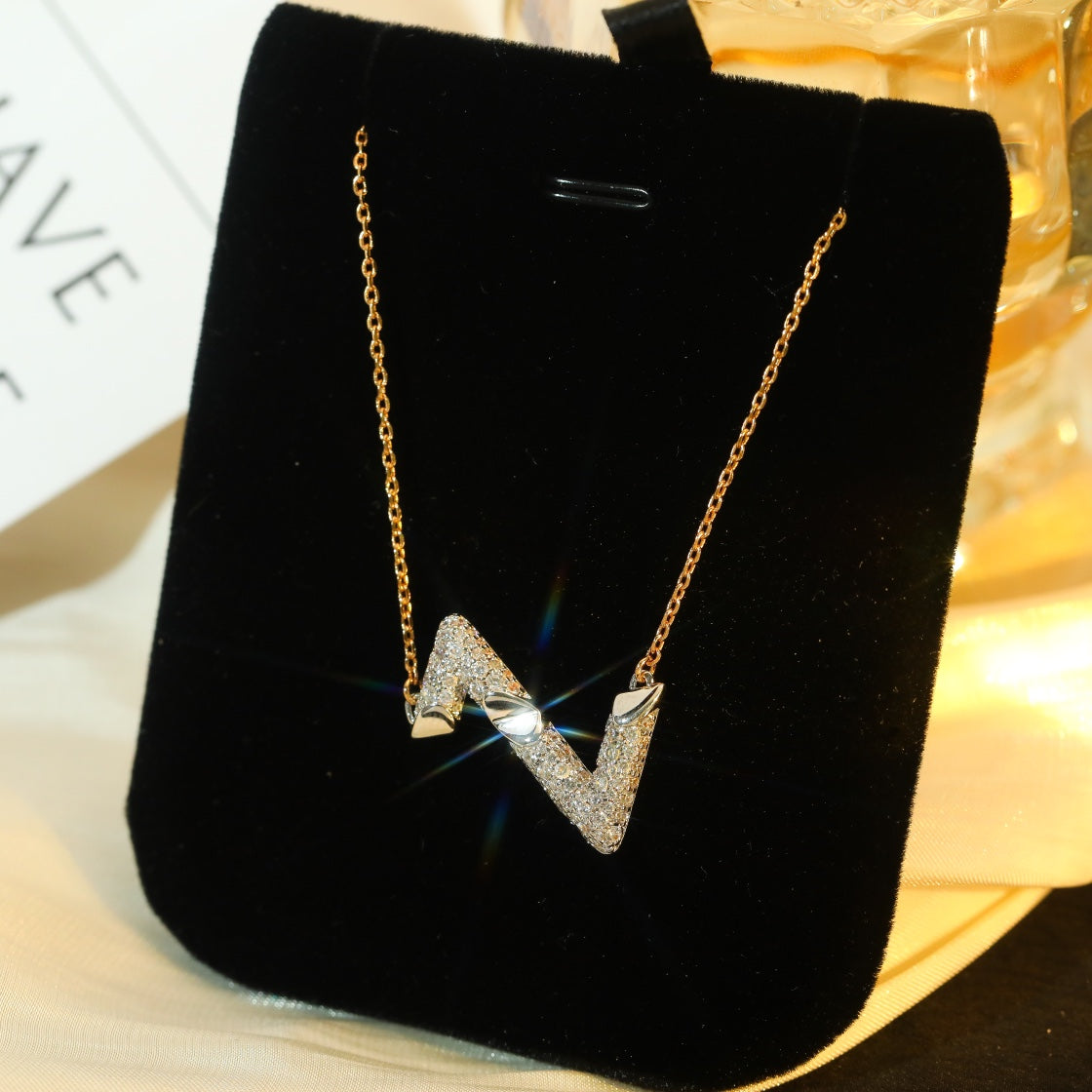 [Clara Jewels]VOLT SILVER DIAMOND PEDANT NECKLACE