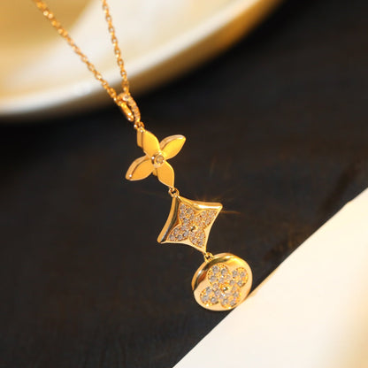 [Clara Jewels]STAR AND SUN DIAMOND PINK GOLD NECKLACE