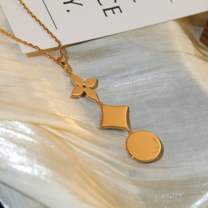 [Clara Jewels]STAR AND SUN DIAMOND PINK GOLD NECKLACE