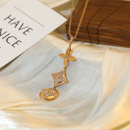 [Clara Jewels]STAR AND SUN DIAMOND PINK GOLD NECKLACE