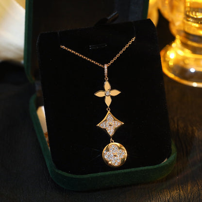 [Clara Jewels]STAR AND SUN DIAMOND PINK GOLD NECKLACE