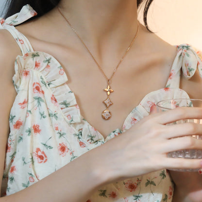 [Clara Jewels]STAR AND SUN DIAMOND PINK GOLD NECKLACE