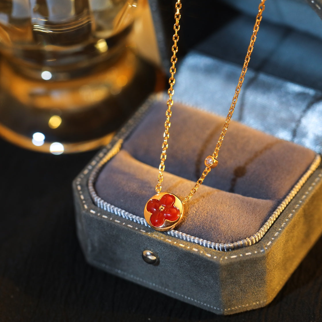 [Clara Jewels]SUN PEDANT PINK GOLD 1 DIAMOND NECKLACE