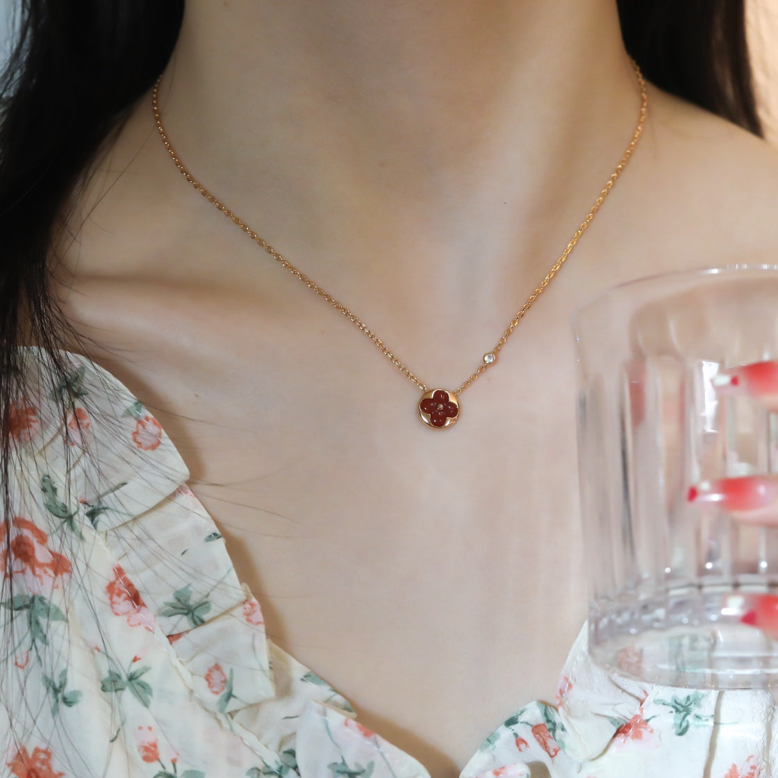 [Clara Jewels]SUN PEDANT PINK GOLD 1 DIAMOND NECKLACE
