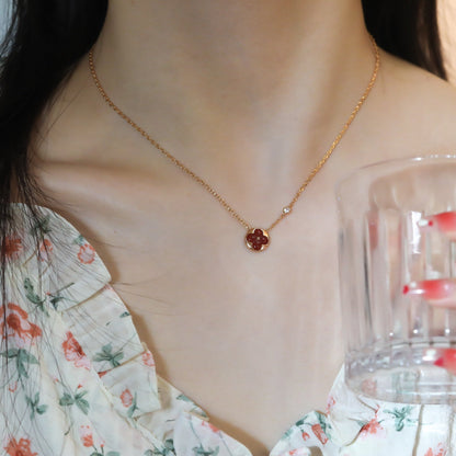 [Clara Jewels]SUN PEDANT PINK GOLD 1 DIAMOND NECKLACE