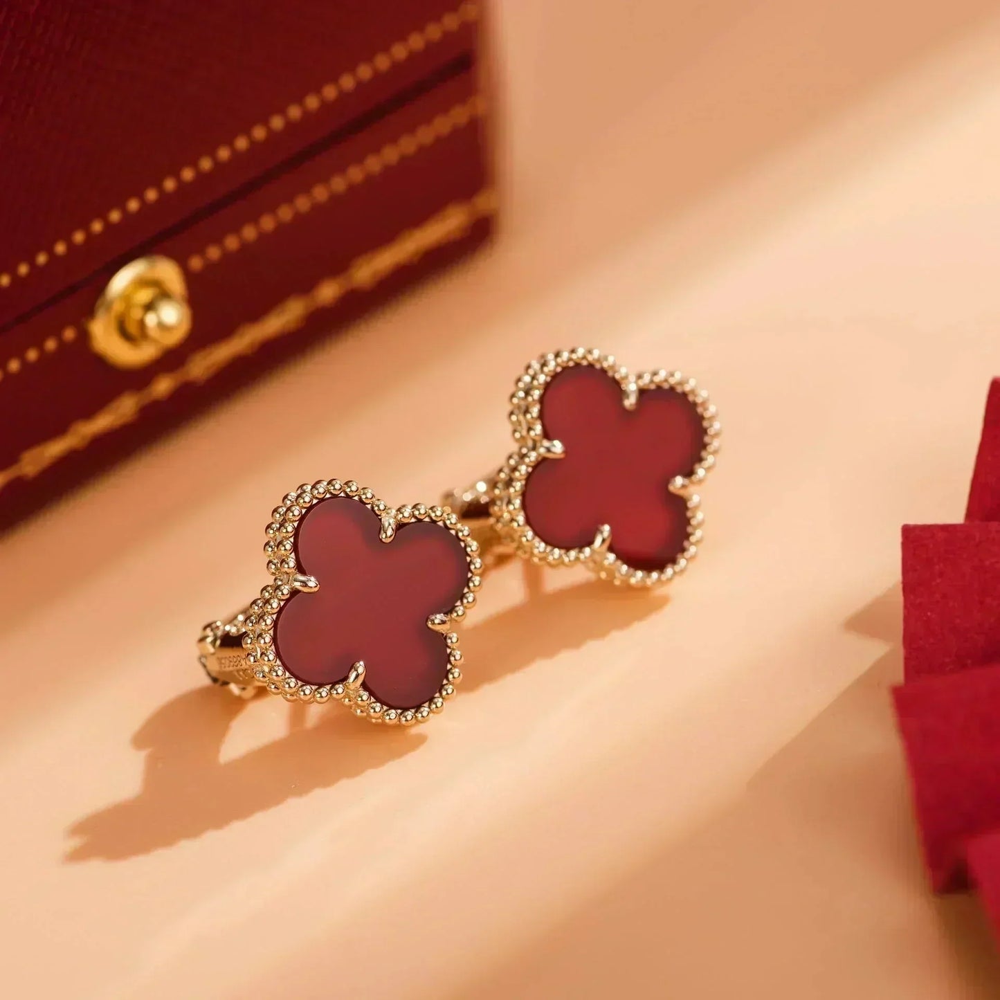 [Clara Jewels]CLOVER MEDIUM 1 MOTIFS CARNELIAN  EARRINGS