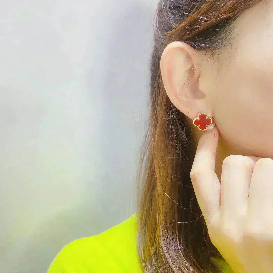 [Clara Jewels]CLOVER MEDIUM 1 MOTIFS CARNELIAN  EARRINGS