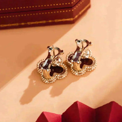 [Clara Jewels]CLOVER MEDIUM 1 MOTIFS CARNELIAN  EARRINGS