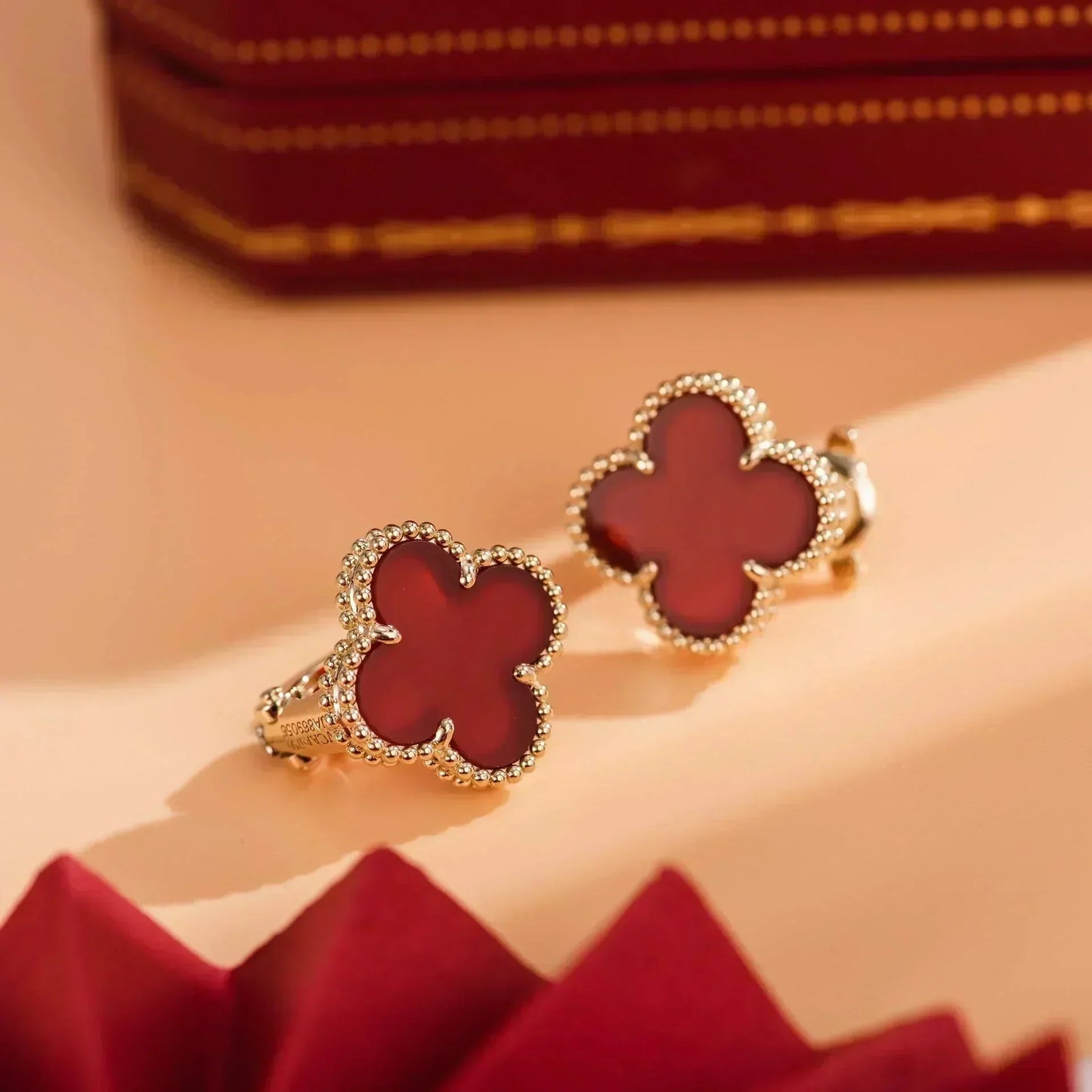 [Clara Jewels]CLOVER MEDIUM 1 MOTIFS CARNELIAN  EARRINGS