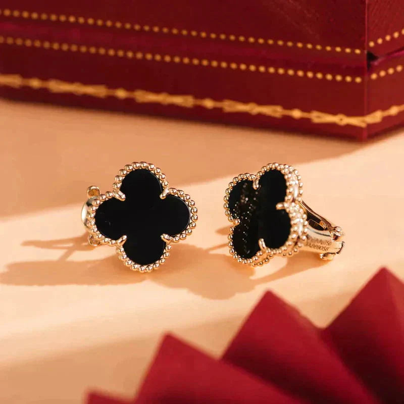 [Clara Jewels]CLOVER MEDIUM 1 MOTIFS  ONYX STUD EARRINGS