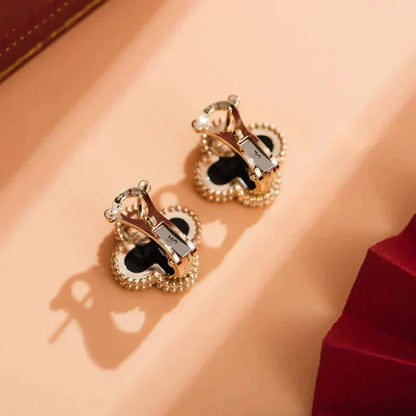 [Clara Jewels]CLOVER MEDIUM 1 MOTIFS  ONYX STUD EARRINGS