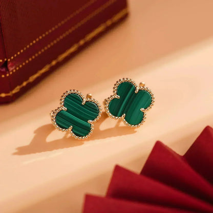 [Clara Jewels]CLOVER MEDIUM 1 MOTIFS MALACHITE  EARRINGS