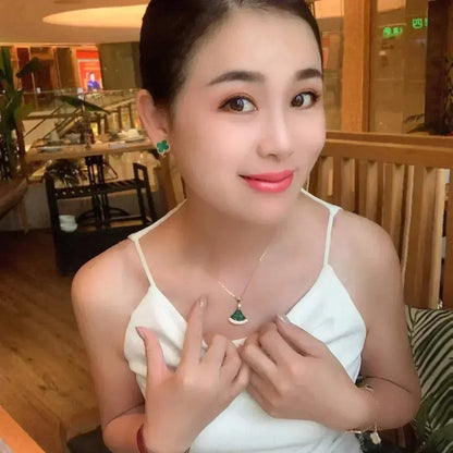 [Clara Jewels]CLOVER MEDIUM 1 MOTIFS MALACHITE  EARRINGS
