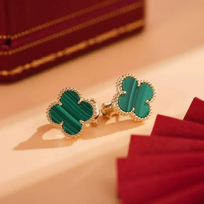[Clara Jewels]CLOVER MEDIUM 1 MOTIFS MALACHITE  EARRINGS