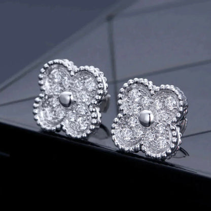 [Clara Jewels]CLOVER 1 MOTIFS DIAMOND STUD EARRINGS SILVER
