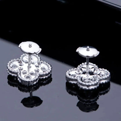 [Clara Jewels]CLOVER 1 MOTIFS DIAMOND STUD EARRINGS SILVER