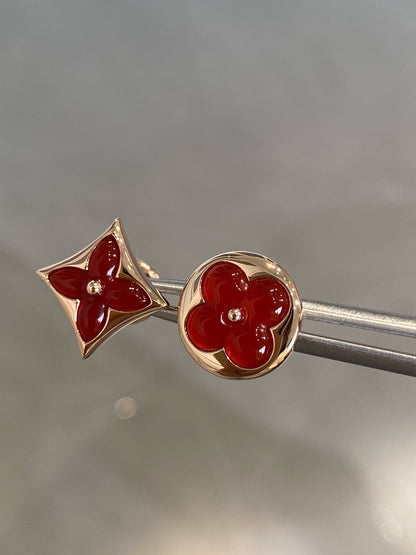 [Clara Jewels]STAR AND SUN PINK GOLD CARNELIAN STUD EARRINGS