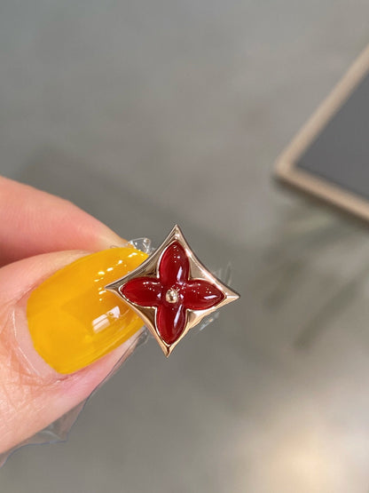 [Clara Jewels]STAR AND SUN PINK GOLD CARNELIAN STUD EARRINGS