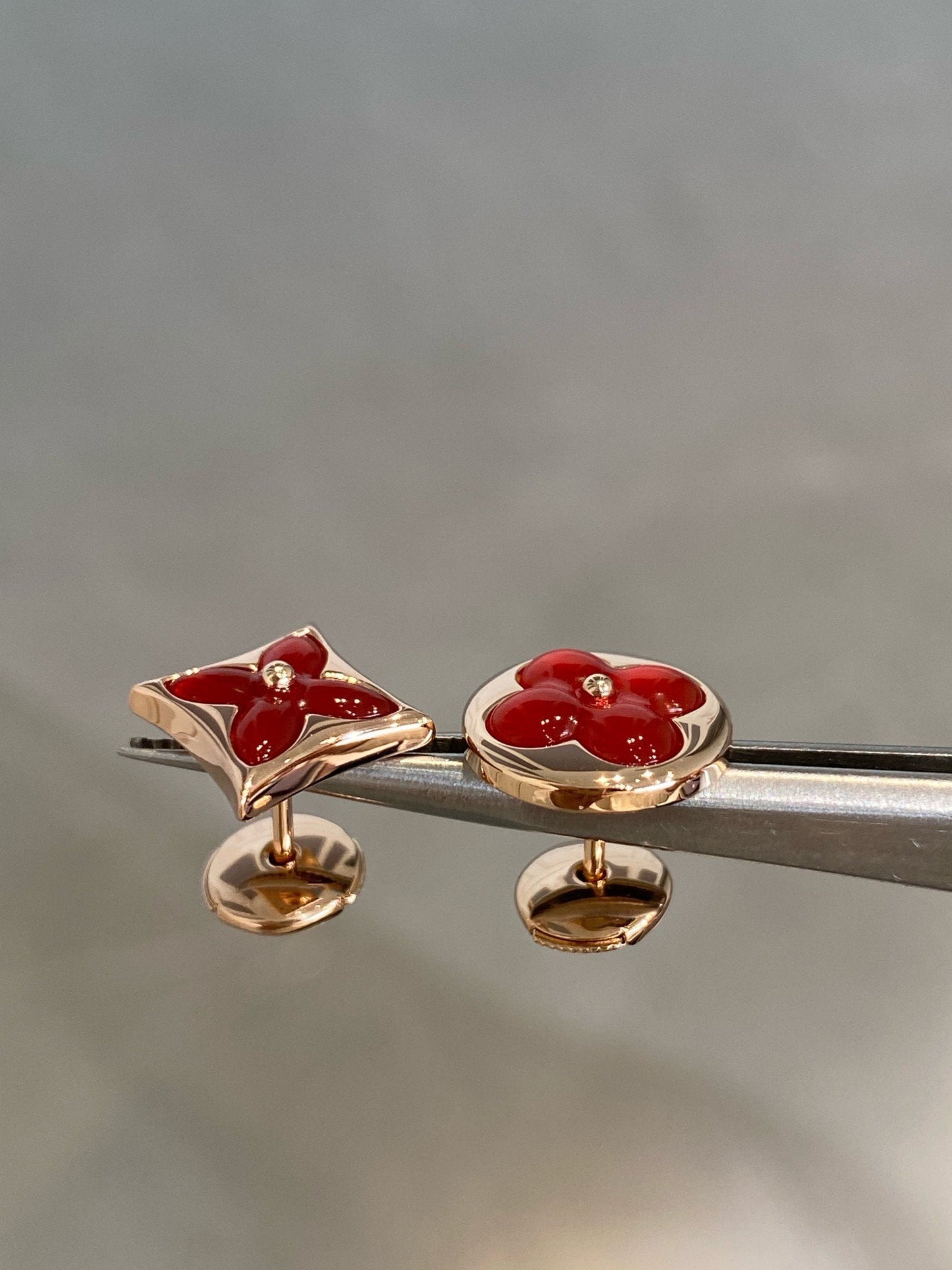 [Clara Jewels]STAR AND SUN PINK GOLD CARNELIAN STUD EARRINGS