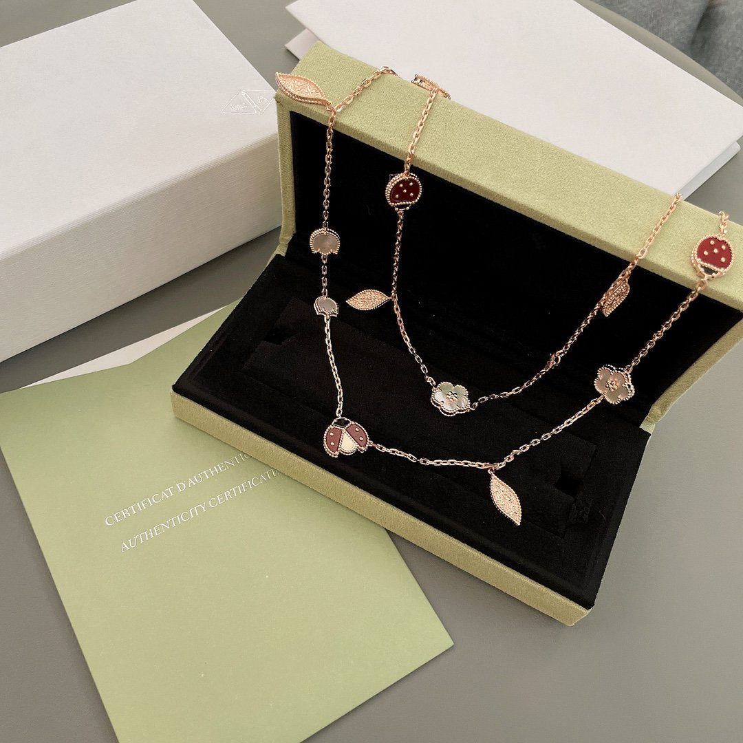 [Clara Jewels]LUCKY SPRING 15 MOTIFS ROSE GOLD NECKLACE