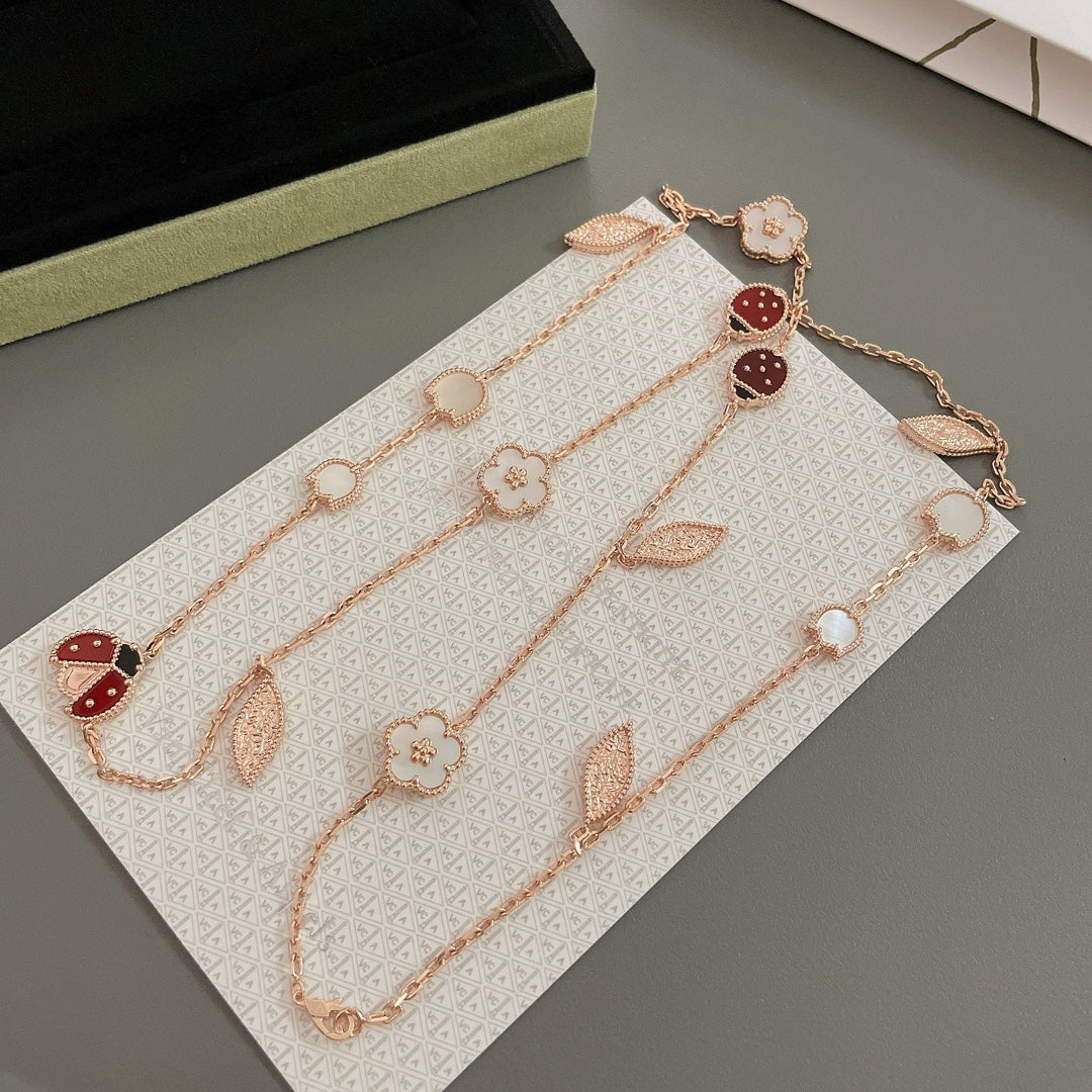 [Clara Jewels]LUCKY SPRING 15 MOTIFS ROSE GOLD NECKLACE