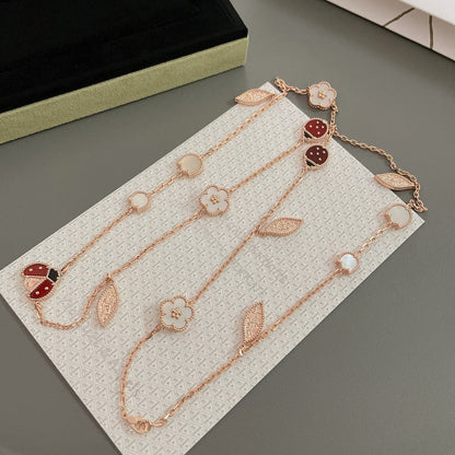 [Clara Jewels]LUCKY SPRING 15 MOTIFS ROSE GOLD NECKLACE