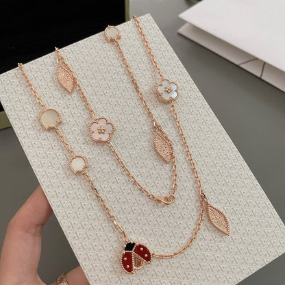 [Clara Jewels]LUCKY SPRING 15 MOTIFS ROSE GOLD NECKLACE